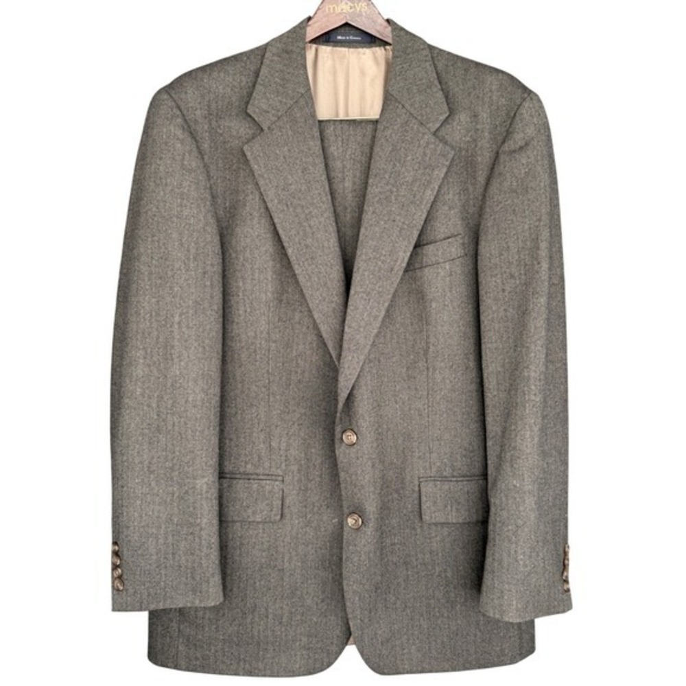 90s VTG Chaps Ralph Lauren Blazer 42 L Tall Gray 100% Wool Coat‎ Canada Classic